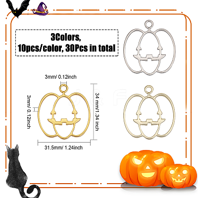 30Pcs 3 Colors Autumn Plating Alloy Open Back Bezel Pendants FIND-CA0007-79-1