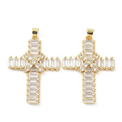Brass Cubic Zirconia Pendant ZIRC-C021-30G-1