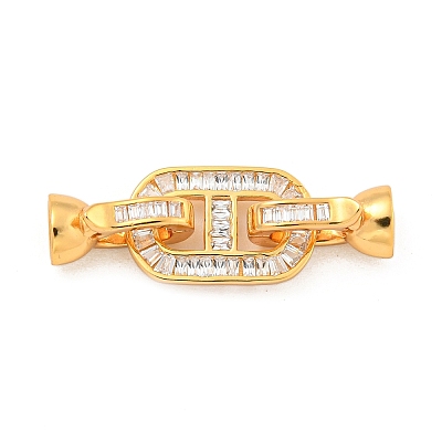 925 Sterling Silver Micro Pave Clear Cubic Zirconia Fold Over Clasps STER-U001-15G-1