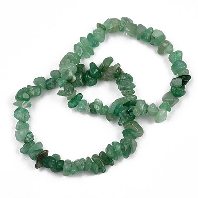 Unisex Chip Natural Green Aventurine Beaded Stretch Bracelets BJEW-S143-11-1