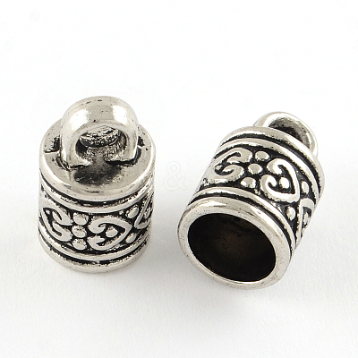 Tibetan Style Column Alloy Cord Ends X-PALLOY-S041-01AS-RS-1