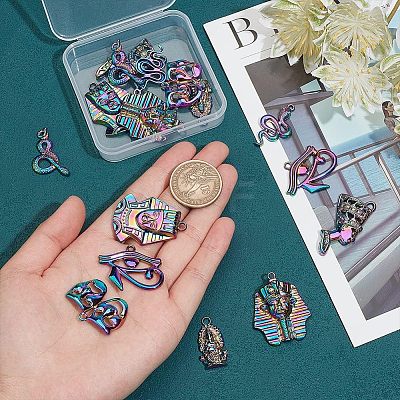 16Pcs 8 Style Plated Alloy Pendants FIND-CA0005-90-1