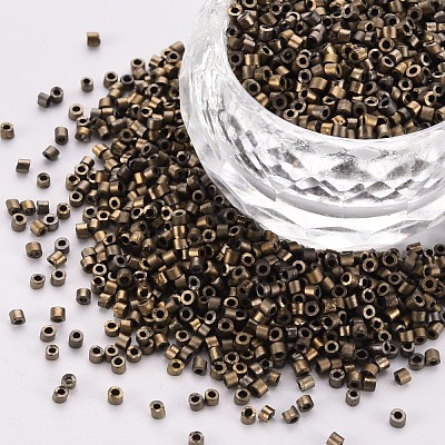 Frosted Plated Glass Cylinder Beads SEED-S047-F-002-1