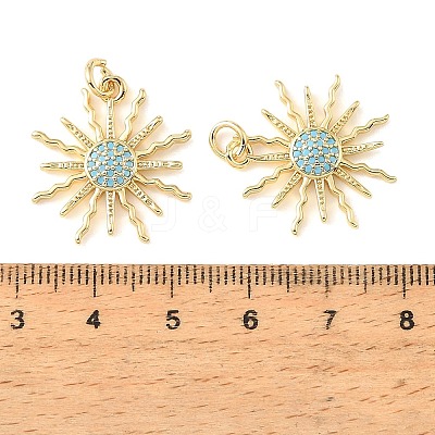 Brass Micro Pave Sky Blue Cubic Zirconia Pendants CU-CBA6938-04G-05-1