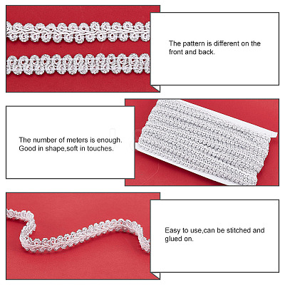 Sparkle Braided Polyester Lace Trim OCOR-WH0079-24B-1