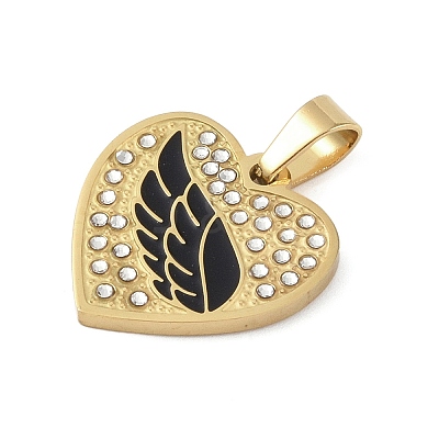 Ion Plating(IP) 304 Stainless Steel Enamel Rhinestone Pendants STAS-Q325-02G-G-1