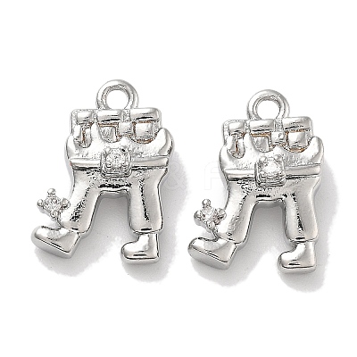 Rack Plating Brass Clear Cubic Zirconia Pendants KK-M102-21P-A-1