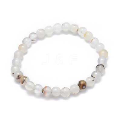 Natural Agate Bead Stretch Bracelets BJEW-K212-A-004-1