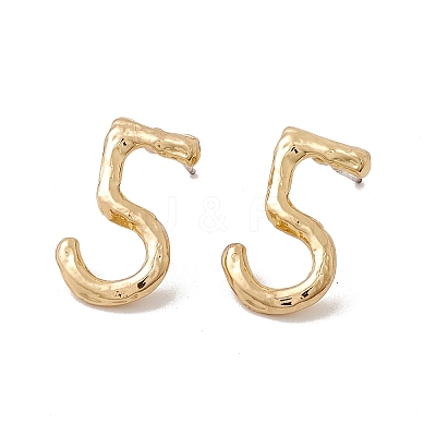 Brass Number Stud Earrings with 925 Sterling Silver Pins for Women LS-EJEW-A077-01E-1