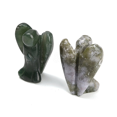 Natural Moss Agate Gemstone Carved Angle Figurines GG-CBA8396-A08-1