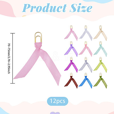 12Pcs Polyester Ribbon Bookmarks AJEW-CA00022-1