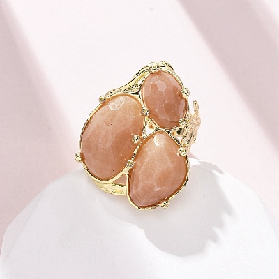Natural Quartz Cuff Rings RJEW-M076-06G-1