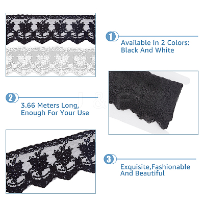 8 Yards 2 Colors Cotton Lace Trims SRIB-HY0001-06-1