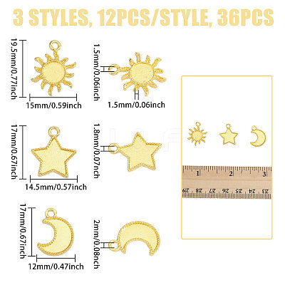 36Pcs 3 Styles Zinc Alloy Pendant Cabochon Settings For Enamel FIND-CA0011-25-1