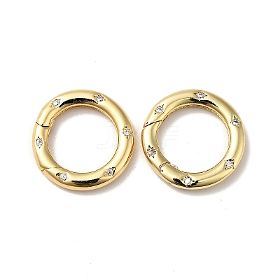 Brass Pave Clear Cubic Zirconia Spring Gate Rings X-KK-J301-15G-1
