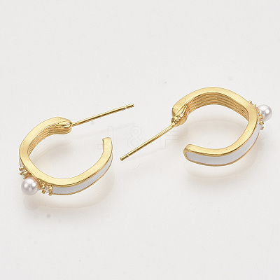Brass Micro Pave Cubic Zirconia Stud Earrings EJEW-T007-11G-04-NF-1