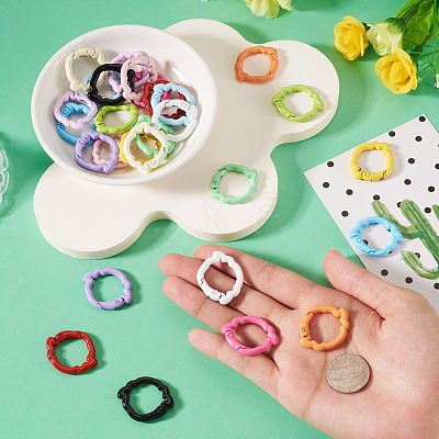 28Pcs 14 Colors Baking Paint Zinc Alloy Spring Gate Rings FIND-TA0010-21-1