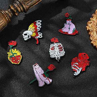 12Pcs 6 Styles Halloween Printed Acrylic Pendants SACR-CJ0001-70-1