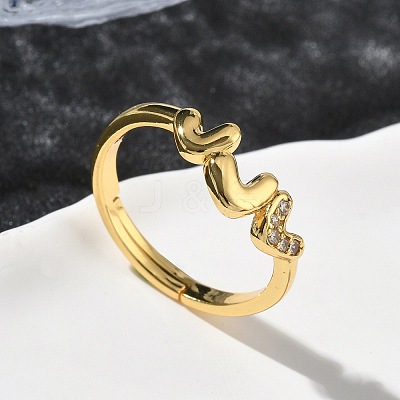 Brass Micro Pave Cubic Zirconia Finger Rings RJEW-H258-21G-1