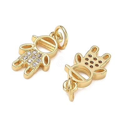Brass Micro Pave Clear Cubic Zirconia Pendants CU-CBA9AFC-01G-13-1