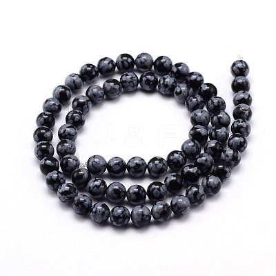 Natural Snowflake Obsidian Round Bead Strands G-J303-09-4mm-1