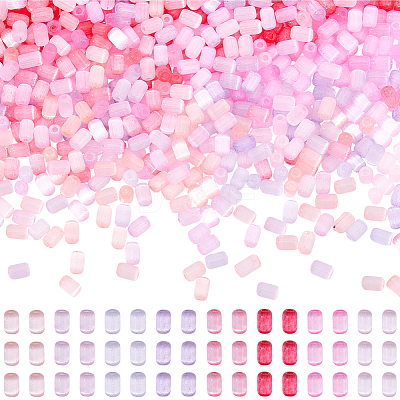 96G 8 Colors Imitation Cat Eye Glass Cylinder Seed Beads GLAA-SC0003-20B-1