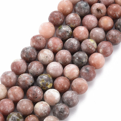 Round Natural Maible and Sesame Jasper/Kiwi Jasper Beads Strands G-S170-8mm-1