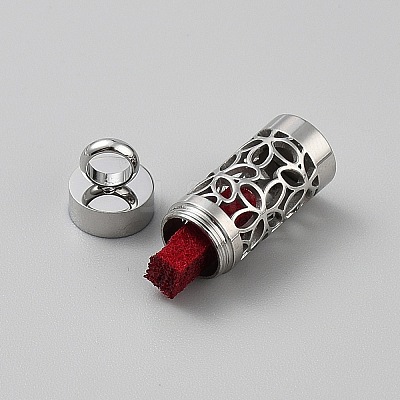 316 Surgical Stainless Steel Box Chain Hollow Column Perfume Bottle Pendant Necklaces NJEW-WH0001-29P-B04-1