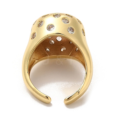 Rack Plating Brass Micro Pave Cubic Zirconia Cuff Rings RJEW-C054-01G-1