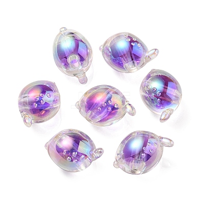 UV Plating Rainbow Iridescent Acrylic Beads OACR-F004-07A-1