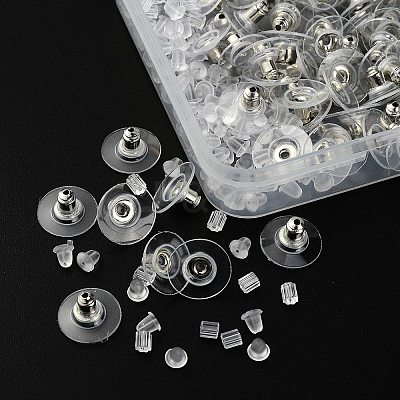 300Pcs 3 Style Brass & Plastic Ear Nuts FIND-YW0002-17P-1