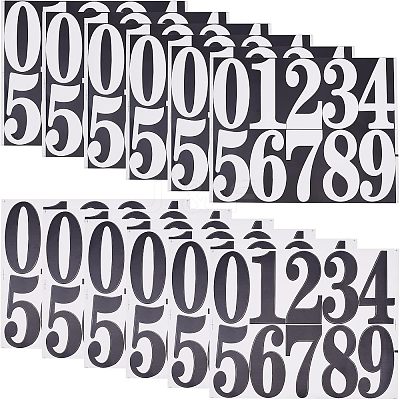 12 Sheets 2 Colors Number 0~9 PVC Waterproof Self-Adhesive Sticker DIY-NB0007-28-1