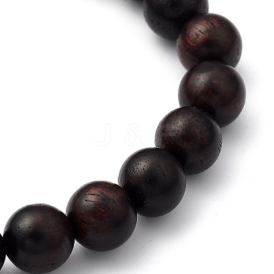 Unisex Natural Wood Beaded Stretch Bracelets BJEW-JB05463-02-1