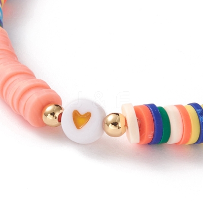 Polymer Clay Heishi Beads Stretch Bracelets BJEW-JB05708-01-1