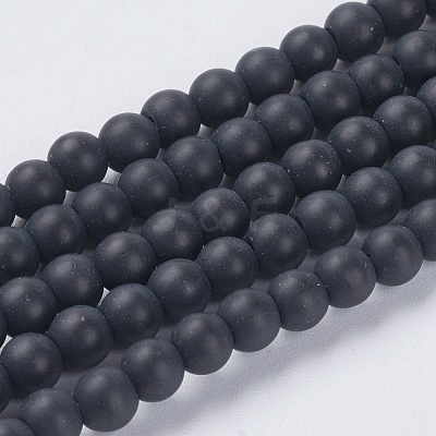 Synthetic Black Stone Beads Strands X-G-G508-6-1