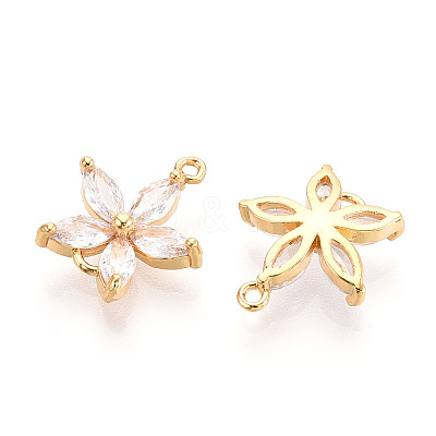 Brass Pave Clear Cubic Zirconia Connector Charms KK-T078-03G-04-1