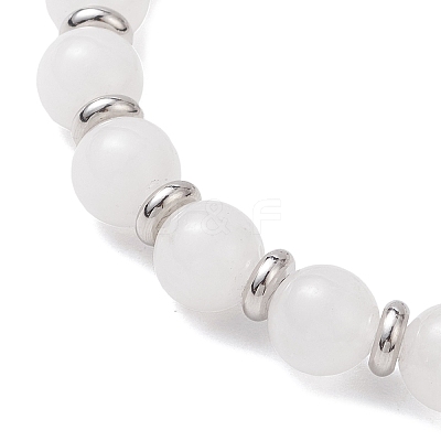 Natural Malaysia Jade Stretch Bracelets BJEW-JB12184-02-1