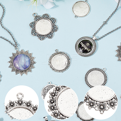 20Pcs 20 Style Alloy Pendant Cabochon Settings FIND-SC0015-93-1