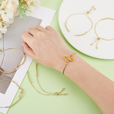 12Pcs Brass Beaded Slider Bracelets MAK-GA0001-02-1