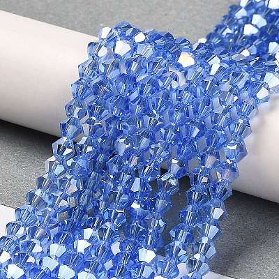 Transparent Electroplate Glass Beads Strands GLAA-F029-4mm-A07-1
