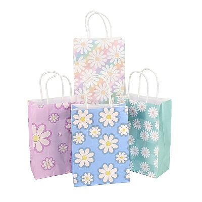 4 Styles Flower Print Paper Gift Bags with Handles TH-CBA170C-03-1