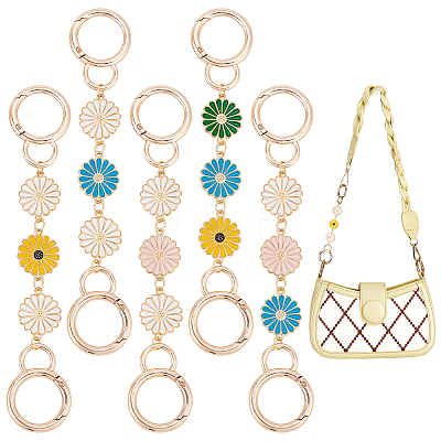 5Pcs 5 Colors Sunflower Alloy Enamel Link Purse Strap Extenders FIND-WR0009-35-1