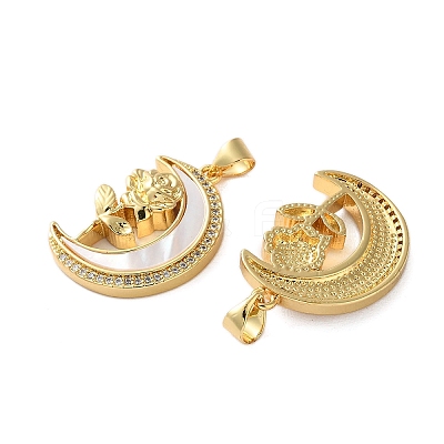 Brass Micro Pave Cubic Zirconia Pendants KK-U070-03A-G-1