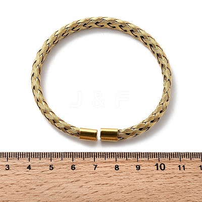 Braided 304 Stainless Steel Cuff Bangles for Women BJEW-A067-07G-1