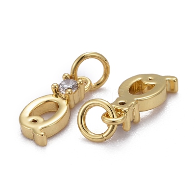 Brass Micro Pave Clear Cubic Zirconia Pendants ZIRC-Z011-35Q-1