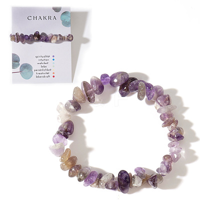 Natural Amethyst Chips Bead Stretch Bracelets for Women Men CI5318-7-1