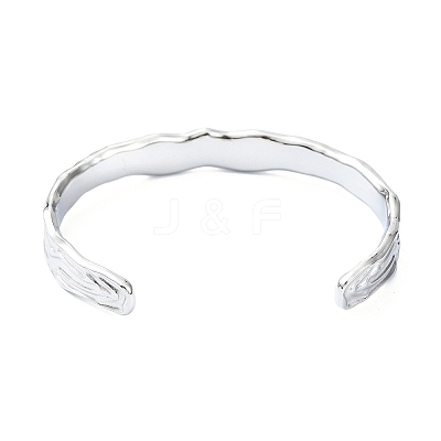 Non-Tarnish 304 Stainless Steel Textured Open Cuff Bangles for Women LS-STAS-B068-02P-1