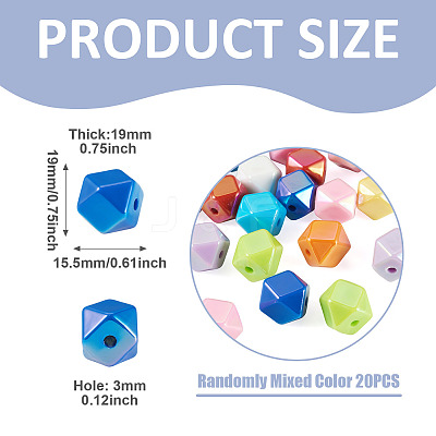 20Pcs UV Plating Opaque Acrylic Beads OACR-TADJ0001-08-1