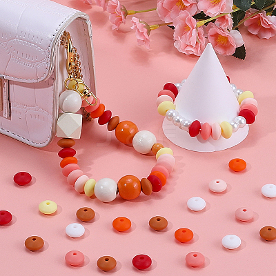 96Pcs 12 Colors Food Grade Eco-Friendly Silicone Abacus Beads SIL-SC0001-87B-1