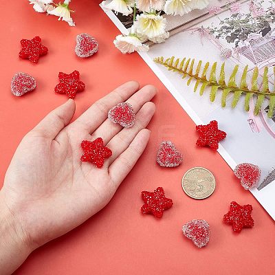 12Pcs 2 Style Resin Beads for Valentine's Day RESI-FH0001-26-1